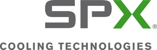 Logo von SPX Cooling Technologies mit "SPX" in großen Buchstaben über "COOLING TECHNOLOGIES" in kleinerer grauer Schrift; das "X" ist grün.